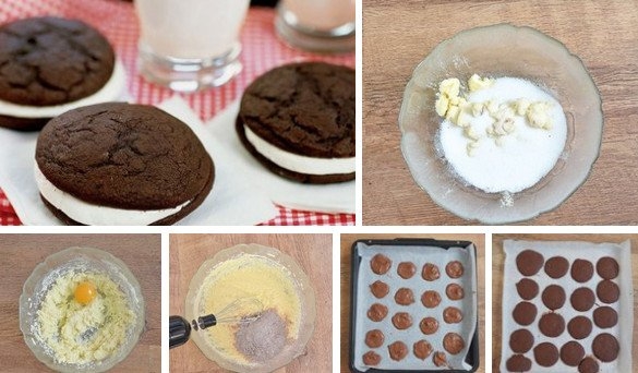 Шоколадное пирожное Whoopie pie с нежной сливочной начинкой Шоколадное пирожное Whoopie pie с нежной сливочной начинкой