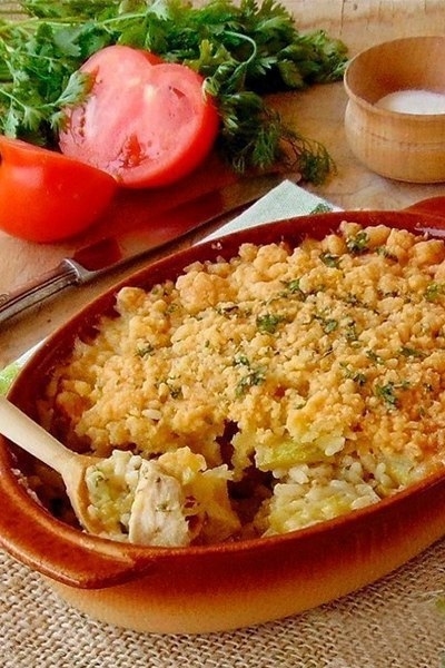 Запеканка с рисом и кабачками. Запеканка с рисом и кабачками.