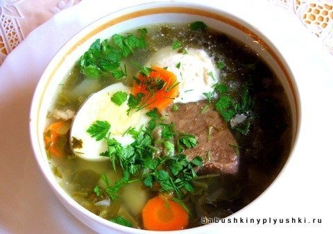 Зеленые щи из щавеля. Зеленые щи из щавеля.