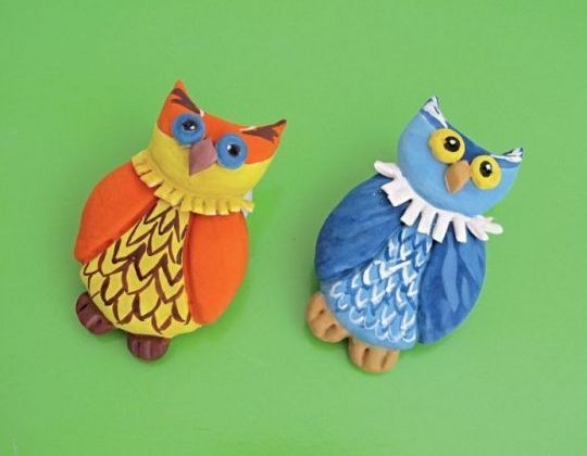 Сова из солёного теста.
