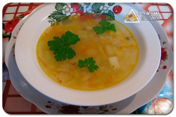 Постный суп с рисом.