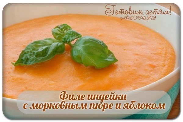 Филе индейки с морковным пюре и яблоком Филе индейки с морковным пюре и яблоком