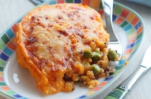 Детский пирог картофельный с индейкой, овощами и курицей