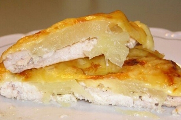 Куриные отбивные с ананасом и сыром в духовке