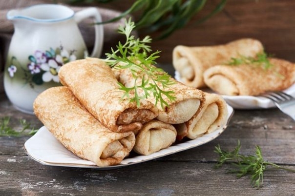 Блины с шампиньонами и сыром от Юлии Высоцкой