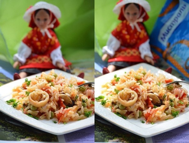 Рис с морепродуктами в португальском стиле.
