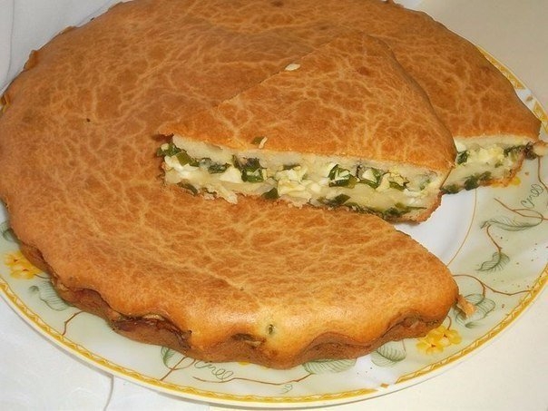 ЗАЛИВНОЙ ПИРОГ С С ЗЕЛЕНЫМ ЛУКОМ И ЯЙЦОМ