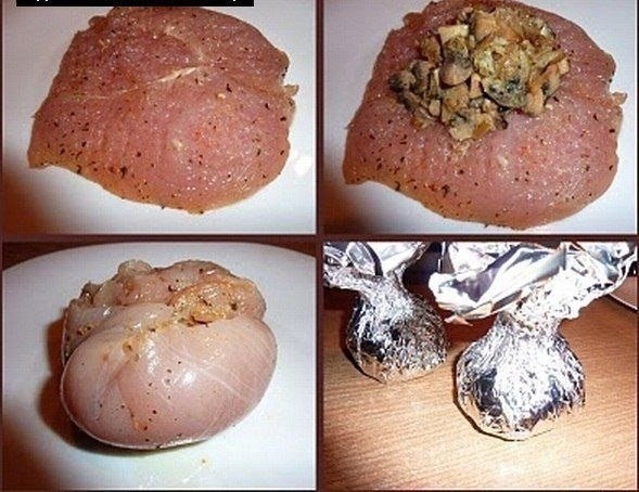 КУРИЦА С ГРИБАМИ "БОМБОЧКИ"