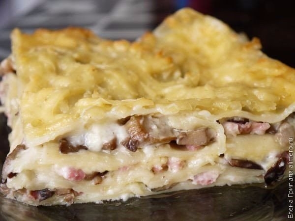 ЛАЗАНЬЯ С ВЕТЧИНОЙ И ГРИБОЧКАМИ ЛАЗАНЬЯ С ВЕТЧИНОЙ И ГРИБОЧКАМИ