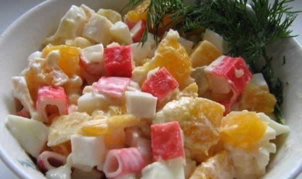 Крабовый салат с апельсинами! Крабовый салат с апельсинами!