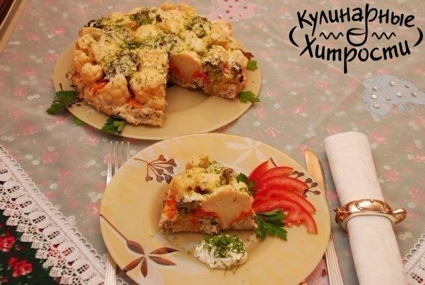 ЗАПЕЧЕННЫЙ ТОРТ ИЗ КУРИНОГО ФАРША И ЦВЕТНОЙ КАПУСТЫ ЗАПЕЧЕННЫЙ ТОРТ ИЗ КУРИНОГО ФАРША И ЦВЕТНОЙ КАПУСТЫ