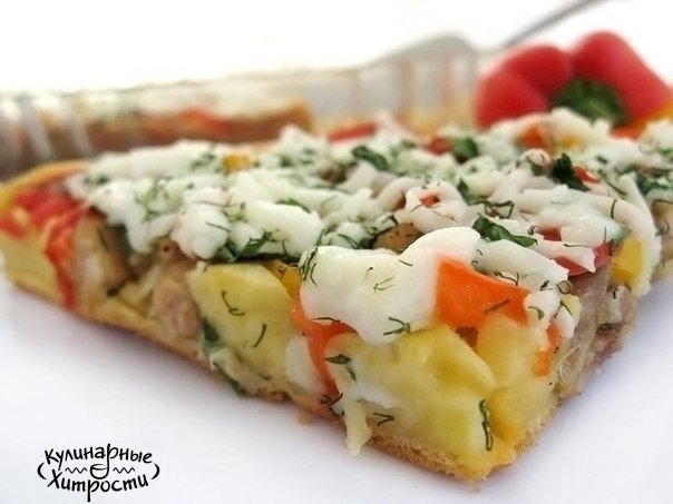ОТКРЫТЫЙ ПИРОГ С КУРИЦЕЙ ИЗ БОЛГАРСКИМ ПЕРЦЕМ