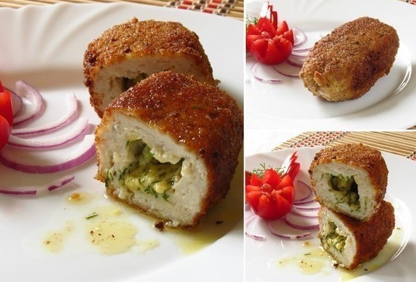Котлета из курицы с сыром и укропом. Котлета из курицы с сыром и укропом.