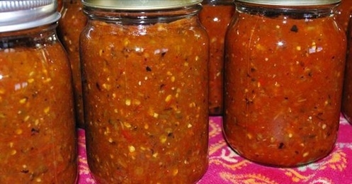 Невероятно вкусная аджика с баклажанами, помидорами и перцем