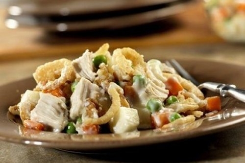 Салат с грибами, курицей и зеленым горошком Салат с грибами, курицей и зеленым горошком