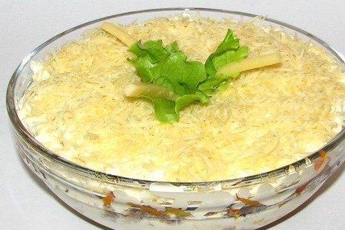 Салат с шампиньонами и сардинами Салат с шампиньонами и сардинами