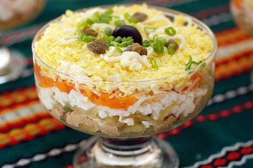Салат с копченой грудкой и чесночным соусом Салат с копченой грудкой и чесночным соусом