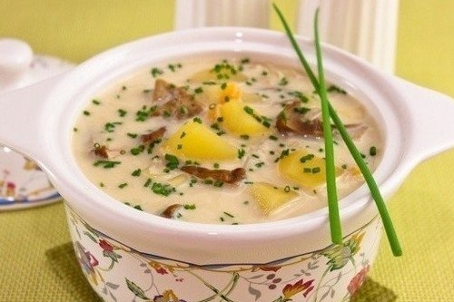 Сырный суп с картофелем и белыми грибами Сырный суп с картофелем и белыми грибами