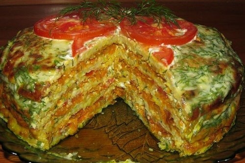 Капустный тортик с мясным фаршем Капустный тортик с мясным фаршем