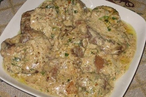Печень куриная в ореховом соусе Печень куриная в ореховом соусе