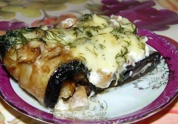 Баклажановые рулетики с грибами. Баклажановые рулетики с грибами.