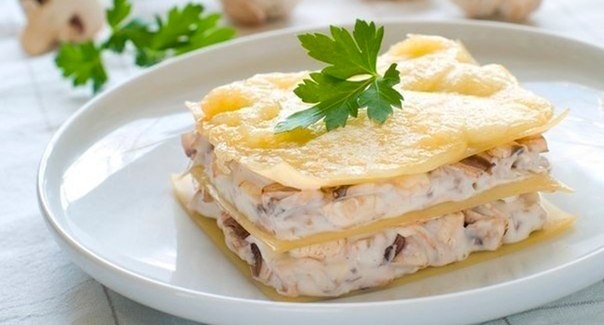 АППЕТИТНАЯ ЛАЗАНЬЯ С КУРИЦЕЙ И ГРИБАМИ. АППЕТИТНАЯ ЛАЗАНЬЯ С КУРИЦЕЙ И ГРИБАМИ.