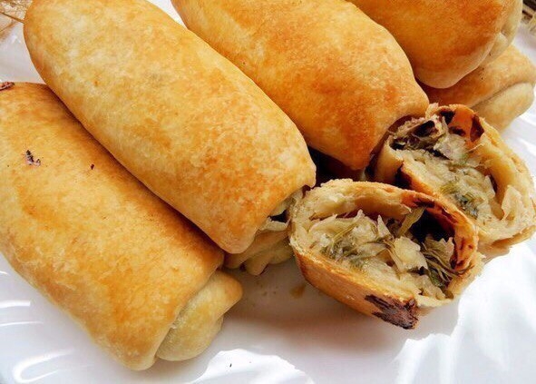 Постные трубочки с капустой. Вкусные как у бабушки! Постные трубочки с капустой. Вкусные как у бабушки!