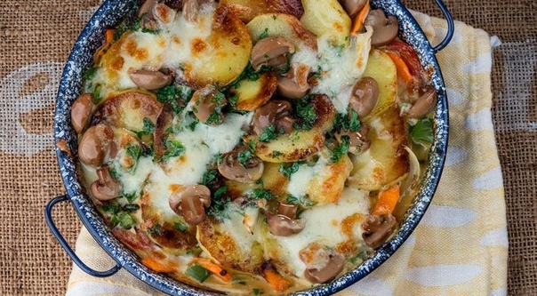 РЫБНАЯ ЗАПЕКАНКА С ШАМПИНЬОНАМИ