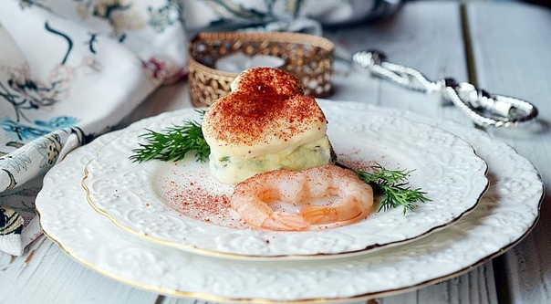 Порционный омлет с креветками "Сердечный" Порционный омлет с креветками "Сердечный"