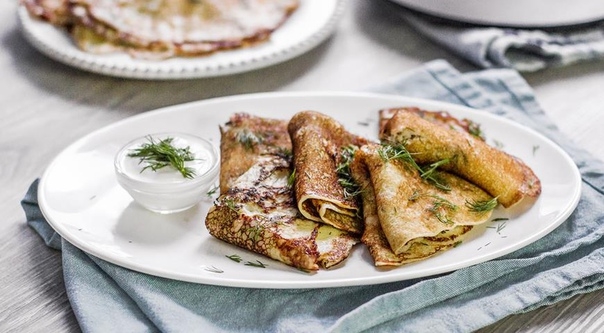 Дрожжевые блины с припеком из слабосоленой семги Дрожжевые блины с припеком из слабосоленой семги