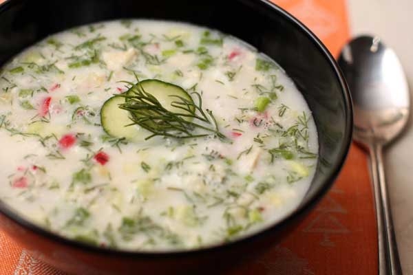 Окрошка на курином бульоне. Окрошка на курином бульоне.