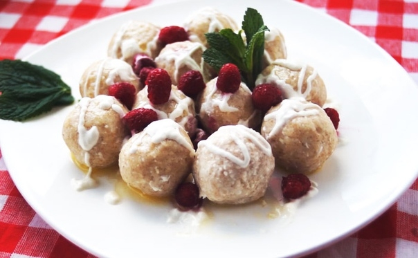 Круглые ленивые вареники с творогом без яиц