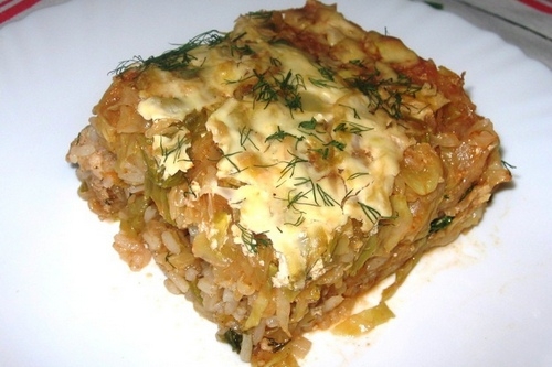 Слоеная запеканка «Ленивые голубцы»