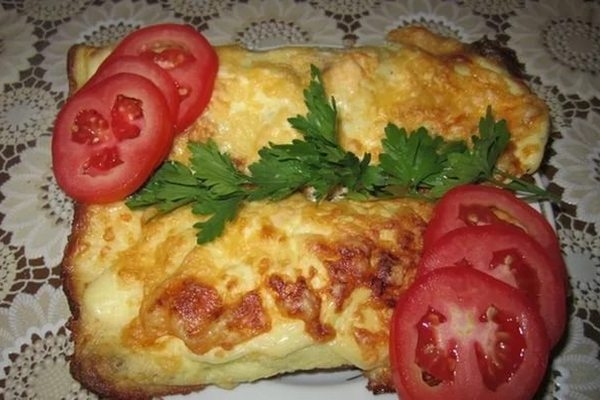 Яичные блинчики с грибами и курицей