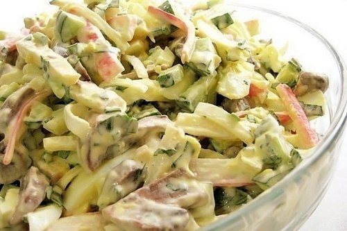Грибной салат «Аленка» с крабовым мясом