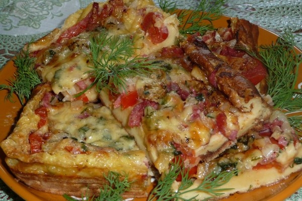 Омлет-пицца с мясным фаршем