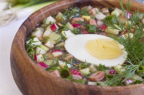 Окрошка с колбасой на пиве Окрошка с колбасой на пиве