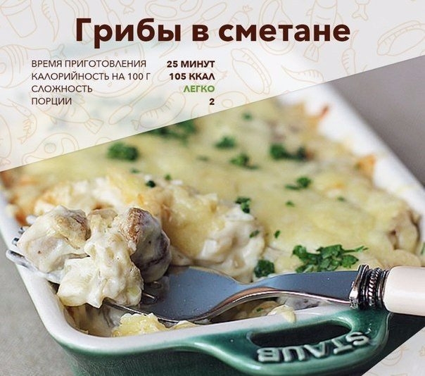 Грибы в сметане — приятный грибной ужин