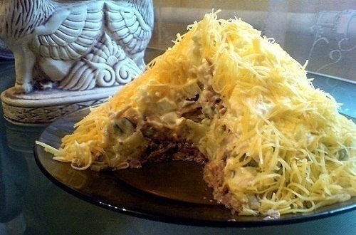 Вкуснейший салатик с печенью трески "Египетская пирамида"