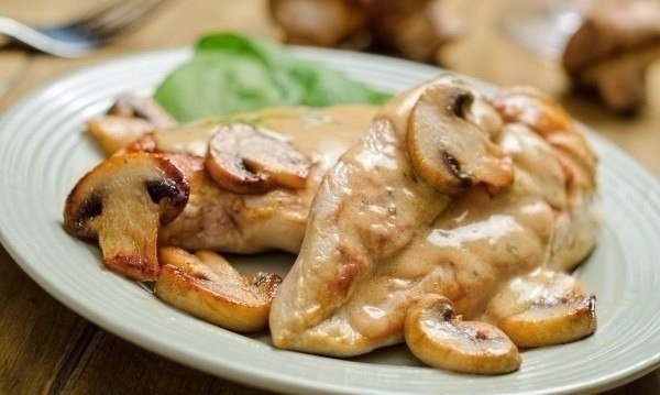 Куриное филе в сливочно-грибном соусе!