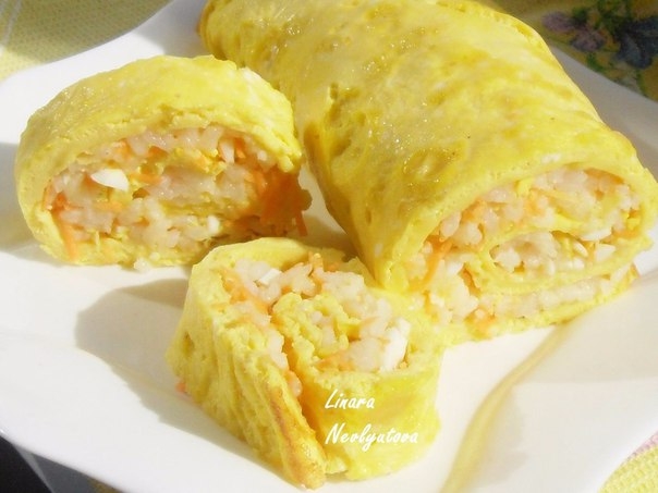 Яичный рулет с рисом. Блюдо для маленького гурмана!