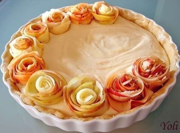 Яблочный пирог с розочками. Кулинарная идея!; Яблочный пирог с розочками. Кулинарная идея!;