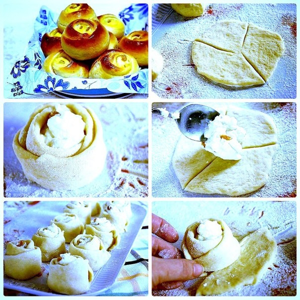 Булочки "Розочки" с творогом... Булочки "Розочки" с творогом...