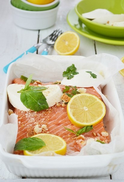 Семга запеченная с сыром в духовке