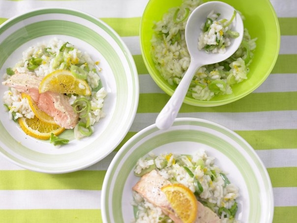 Запеченный апельсиновый лосось с рисом