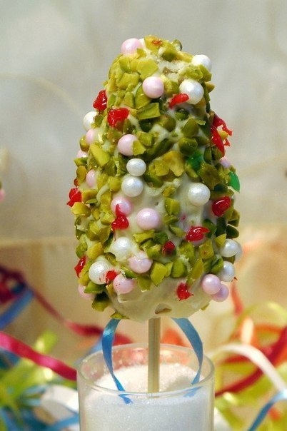 Cake-pops или пирожные-крошки на ножке "Рождественская ёлочка"