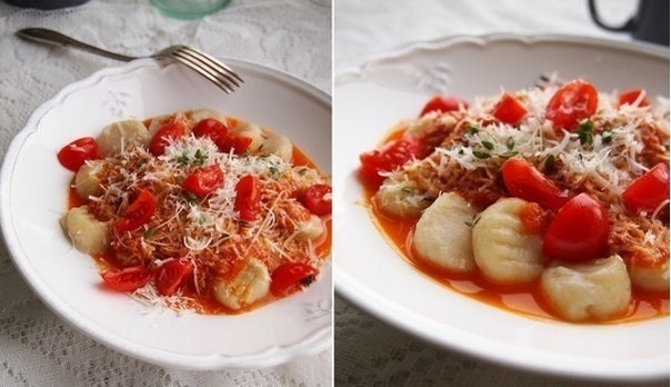 Картофельные ньокки с острым томатным соусом. Картофельные ньокки с острым томатным соусом.