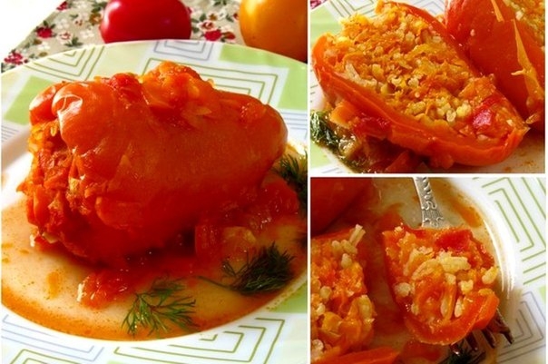Сладкий перец фаршированный морковью и рисом