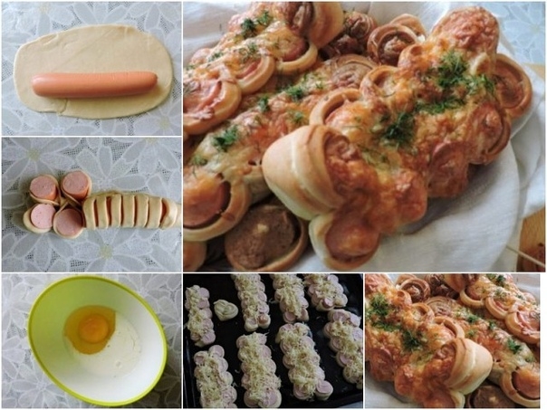 Сосиски в тесте "Гусенички"