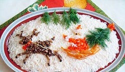 Новогодний салат Дед Мороз
